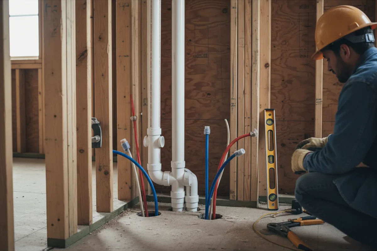 Drain and supply rough-in during Sump Pump Repair in Pattison