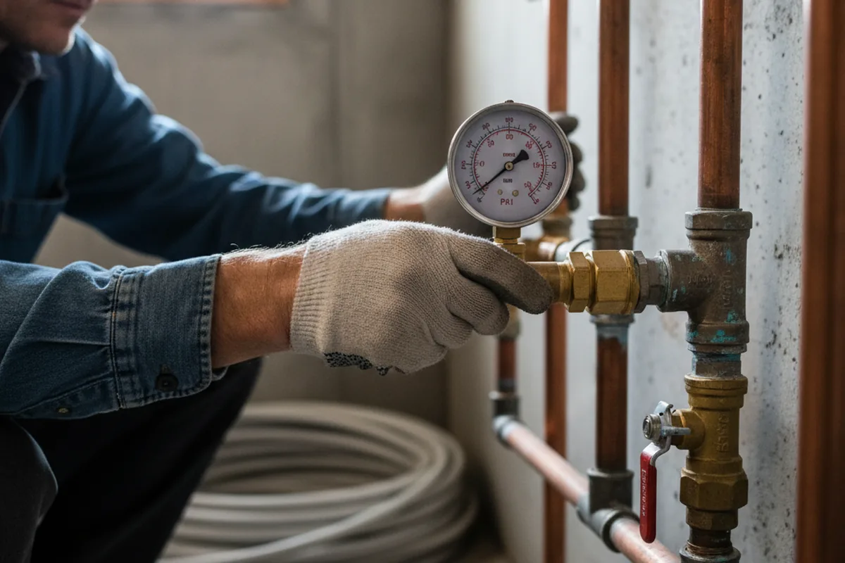 Pressure testing a repaired line during Water Line Repair in Pattison